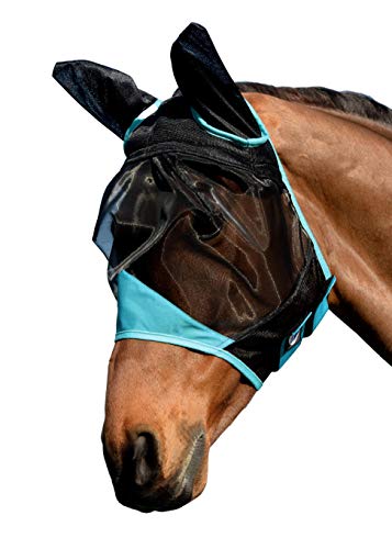 Weatherbeeta Comfitec Máscara De Malla Fina con Orejas - Negro/Turquesa
