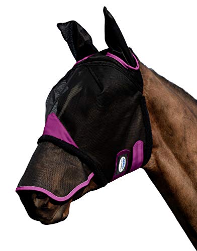Weatherbeeta Comfitec - Máscara de malla resistente con orejas y nariz, color negro y morado