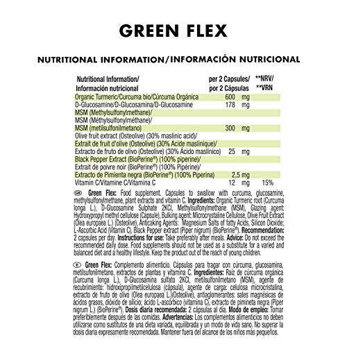 Weider- Green Flex-PROTECTOR Articular 100% Vegano, con cúrcuma, sin Gluten, ni lácteos. 120 cápsulas