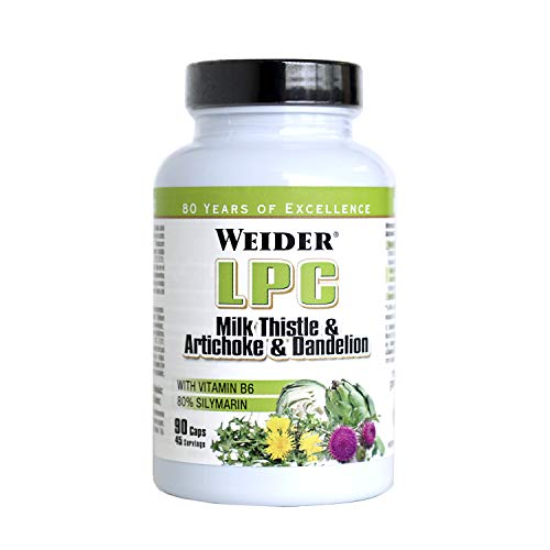 WeIder LPC 90 Cáps. Protector Hepático. Antioxidante. Cápsulas con Cardo Mariano (80% silimarina), Diente de Léon, Alcachofa y Vitamina B6.