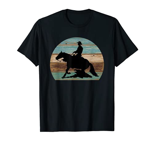 Western Cowboy Reining Caballo Deslizante Estilo Vintage Camiseta