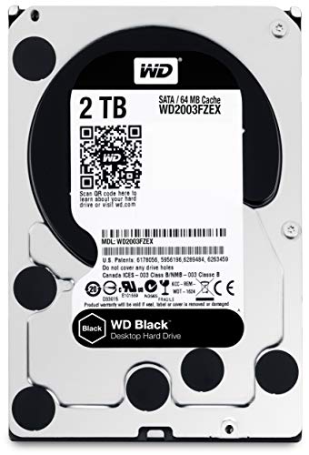 Western Digital WD2003FZEX Disco Duro Interno Black 2 TB Performance Desktop Hard Disk Drive 7200 RPM SATA 6 GB/s 64MB Cache 3.5 Inch, Gris