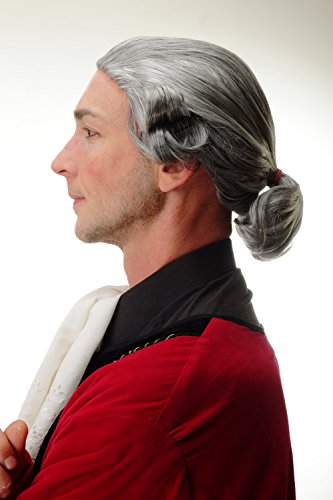 WIG ME UP- F2588-44 Peluca calidad hombre Barroco Renacimiento Mozart noble rey rizado rizos corto gris oscuro