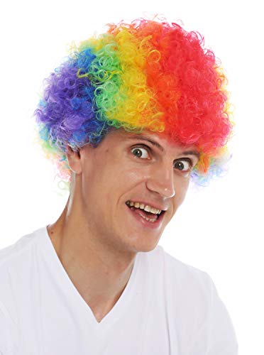 WIG ME UP- MMAM-15M Peluca para Mujeres Hombres Carnaval Payaso Afro Arco Iris Multicolor