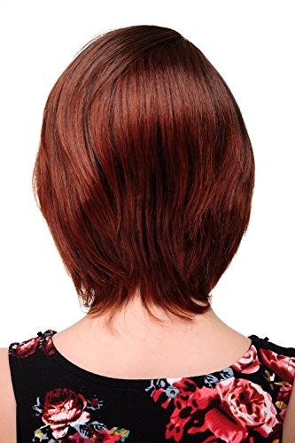 WIG ME UP- peluca de mujer mezcla de castaño medio y castaño caoba pelo liso corto flequillo raya ladeada aprox. 25 cm de longitud 6082-3003