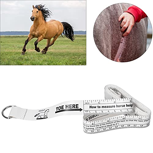 WinmetEuro Cinta de Caballo, Medidor de Busto, Varilla de Medición de Caballo Multifuncional, Gráfico de Doble Cara, Cinta de Peso de Caballo Plegable para Granja para Cría de Animales