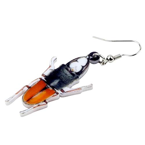 WJCRYPD Tienda de qf Señoras Acrílico Joyas Escarabajo De Insectos Pendientes Cuernos Grandes De La Novedad De Los Animales Accesorios (Color : Multicolor)