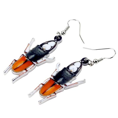 WJCRYPD Tienda de qf Señoras Acrílico Joyas Escarabajo De Insectos Pendientes Cuernos Grandes De La Novedad De Los Animales Accesorios (Color : Multicolor)