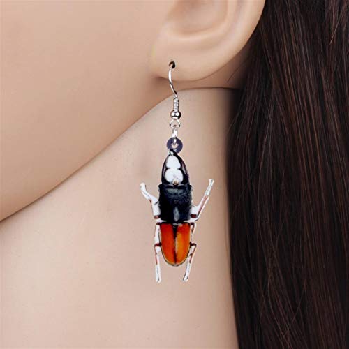 WJCRYPD Tienda de qf Señoras Acrílico Joyas Escarabajo De Insectos Pendientes Cuernos Grandes De La Novedad De Los Animales Accesorios (Color : Multicolor)