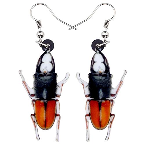 WJCRYPD Tienda de qf Señoras Acrílico Joyas Escarabajo De Insectos Pendientes Cuernos Grandes De La Novedad De Los Animales Accesorios (Color : Multicolor)
