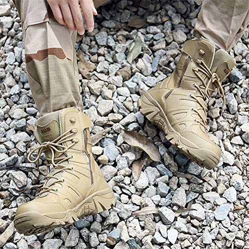 WOJIAO Botas Militares para Exteriores para Hombre Zapatos de Senderismo de Primavera y Verano Comando Botas de Nieve tácticas para el Desierto Impermeable y ponible