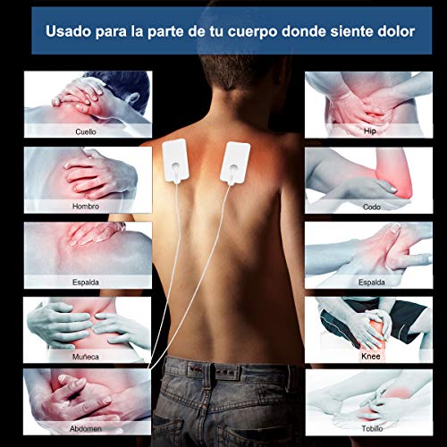 Wolady Masajeador Electroestimulador Digital EMS TENS Masaje Recargable 28 Modo 2 Canales Masajeador Portatil Estimulador Eléctrico Muscular 8 Electrodos 20 Pulsos Aliviar Dolor Espalda Cuello Hombro