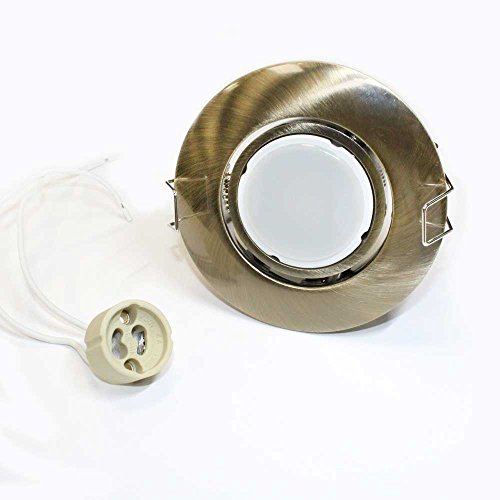 Wonderlamp Kit Empotrable ROUND II basculante oro viejo (ángulo basculación 45º) + bombilla LED 8W cálida (3000K) incluida. Potencia lumínica : 702 Lm [Clase de eficiencia energética A+] (W-E000080)