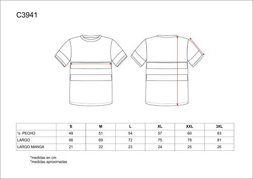 Work Team Camiseta Manga Corta combinada A.V. con Cintas Reflectantes. EN ISO 20471:2013 Hombre Amarillo A.V.+Marino 3XL