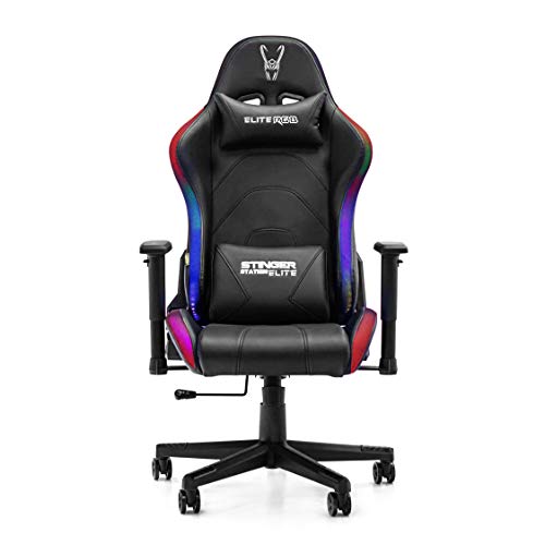 Woxter Stinger Station Elite RGB, Silla Gaming con Leds RGB Configurables por APP, Eje de Acero, Levantamiento por Gas Pistón Clase 3, Ergonómica, Reposabrazos 2D, Refuerzo de Foam MD, Ajustable