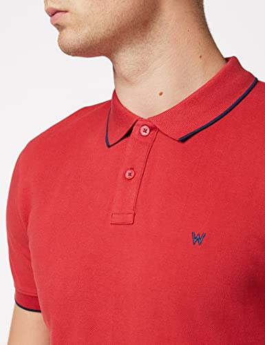 Wrangler Pique Camisa Polo, Rojo (Red X47), Medium para Hombre