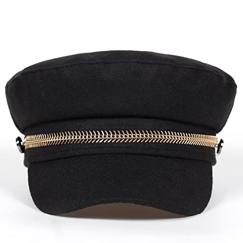 WSMYG Boina De Lana Gorras De Fondo Plano para Mujer Gorras De Béisbol para Mujer Gorras Inglesas Negro