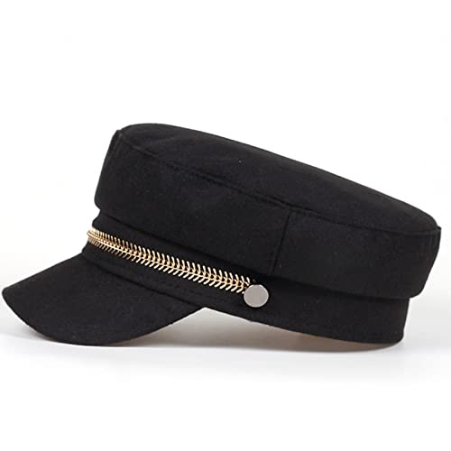 WSMYG Boina De Lana Gorras De Fondo Plano para Mujer Gorras De Béisbol para Mujer Gorras Inglesas Negro