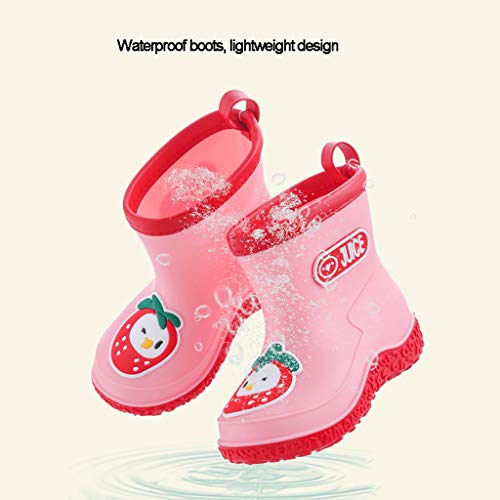 WXYPP Patrón de la Fruta de Dibujos Animados Los niños Botas de Lluvia Zapatos Antideslizantes al Aire Libre de Goma Impermeable (Color : Red, Size : 16cm)