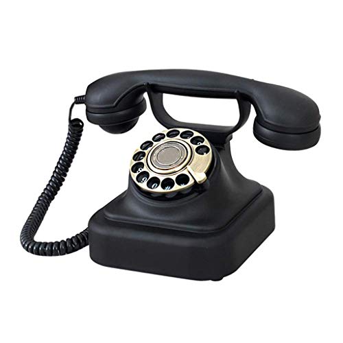 WZHZJ Teléfono Retro, Rotary Teléfono Retro pasada de Moda Bell del Metal, Función del teléfono con Cable for el hogar y Negro clásico de la decoración
