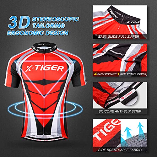 X-TIGER Hombres de Bicicleta con 5D Gel Acolchado MTB Ciclismo Tirantes Culotte Pantalones Cortos Culotes (#7, M(CN)=S(EU))