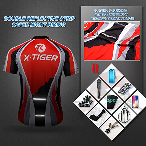 X-TIGER Hombres de Bicicleta con 5D Gel Acolchado MTB Ciclismo Tirantes Culotte Pantalones Cortos Culotes (#7, M(CN)=S(EU))