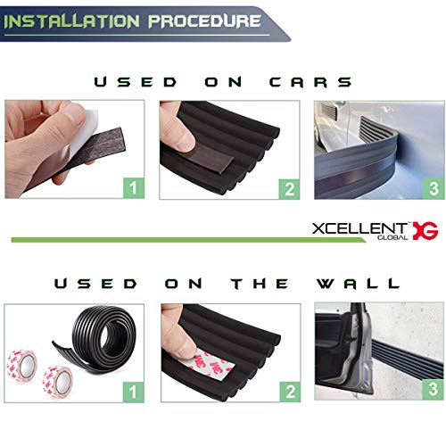 Xcellent Global Cinta Protectora Magnética Puerta Coche Removible 2 Metros - Kit Hagalo Usted Mismo Color Negro S-AT007