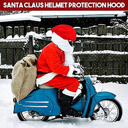 XCUGK Funda navideña para Casco Funda De Felpa para Casco De Moto Estilo Gorro De Papá Noel para Cara Completa Funda Personalizada Funda Universal de Casco