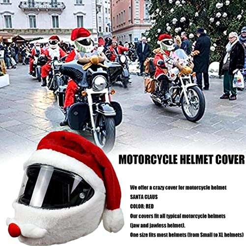 XCUGK Funda navideña para Casco Funda De Felpa para Casco De Moto Estilo Gorro De Papá Noel para Cara Completa Funda Personalizada Funda Universal de Casco