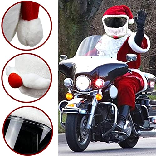 XCUGK Funda navideña para Casco Funda De Felpa para Casco De Moto Estilo Gorro De Papá Noel para Cara Completa Funda Personalizada Funda Universal de Casco