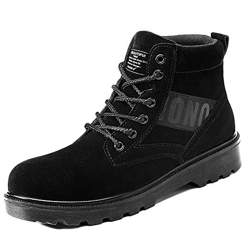 XFQ Hombres Botas De Seguridad, Invierno De Acero del Dedo del Pie Zapatos De Seguridad De La Felpa De La Guarnición Botas De Trabajo Anti-Piercing Zapatos Antideslizantes Protección Laboral,A,46
