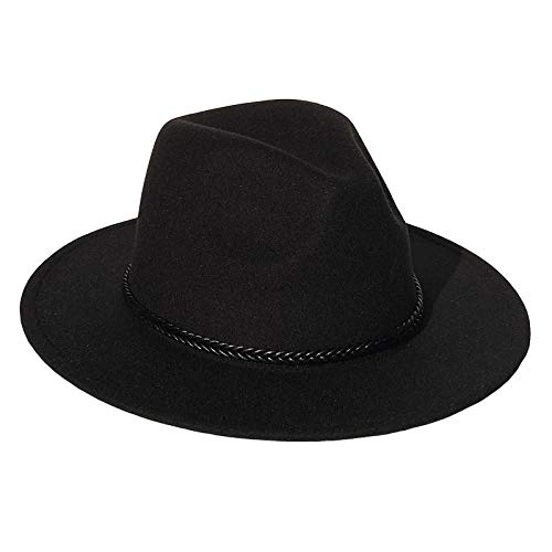 Xiang Ru Sombrero de lana para hombre y mujer, elegante ala ancha Panamá Trilby Sombrero de fieltro con banda Jazz Cowboy Cap