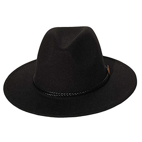 Xiang Ru Sombrero de lana para hombre y mujer, elegante ala ancha Panamá Trilby Sombrero de fieltro con banda Jazz Cowboy Cap
