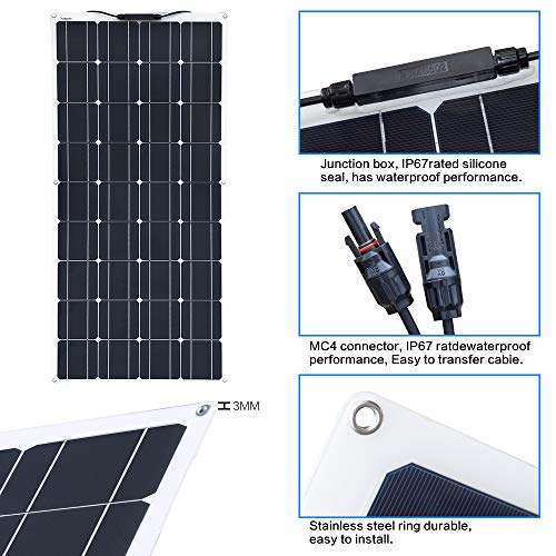 XINPUGUANG 200W kit de Panel Solar 2pcs 100w módulo monocristalino flexible 20A controlador para automóvil, embarcaciones, marina, autocaravana, caravanas, batería de 12v (Blanco)