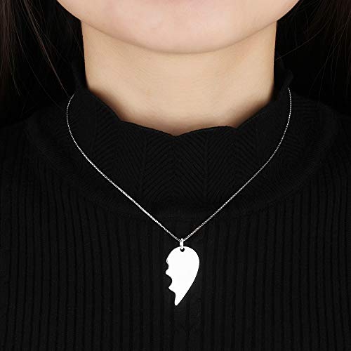 XiXi Personalizado Collar Amistad para 2 Collar con Colgante de Corazón para Pareja Amor Eterno Personalizable Plata Collar para Amiga Hombres y Mujeres Mejor Aniversario San Valentín Navidad