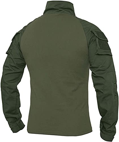 XKTTAC Camisa Militar Hombre con 2 Bolsillos-Secado Rápido Camuflaje Caza Ropa-Deporte Camisetas Manga Larga- Airsoft Polos Uniforme Español Ejercito Futbol Tactica（Nuevo Verde,L）