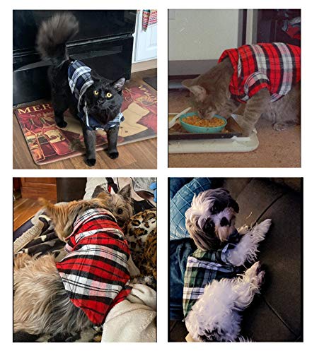 YAODHAOD Camisa Cuadros para Perros, Camisa A Cuadros de Moda para Mascotas Ropa para Perros, Camisa A Cuadros para Gatos Suave y Cómoda (S-Puppy por uno o Dos Meses, Verde)