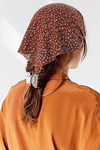 Yean Diademas bohemias con cabeza triangular negra, bufandas de gasa con cabeza de flor, turbante para el cabello, accesorios elásticos para la cabeza para mujeres y niñas (paquete de 3)