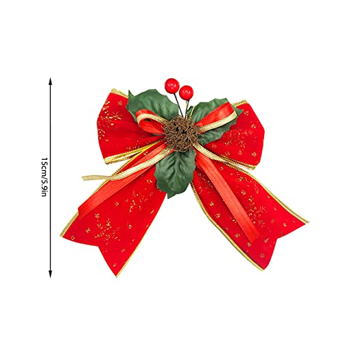 YEHANTI Juego de 6 lazos de Navidad, lazos decorativos de Navidad rojos, lazos decorativos de búfalo a cuadros para envolver regalos de árbol de Navidad, manualidades prefabricadas