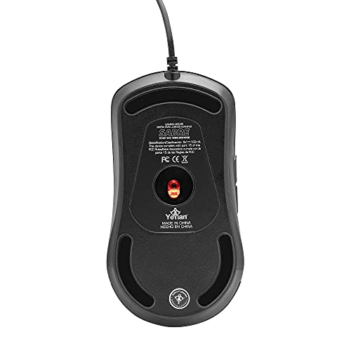 YEYIAN MO1000 Sabre Ratón Gaming con Cable Alto Rendimiento Trenzado , Sensor SPCP180A , 1000 A 3200 dpi, Iluminación LED ,Peso 138 g, 6 Botones , USB 2.0 - Negro
