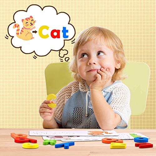 YGZN Ver y deletrear Palabras Juegos de acertijos de Letras Juegos de Juguetes para niños Niñas Niños pequeños - Regalos de prefecto de Aprendizaje