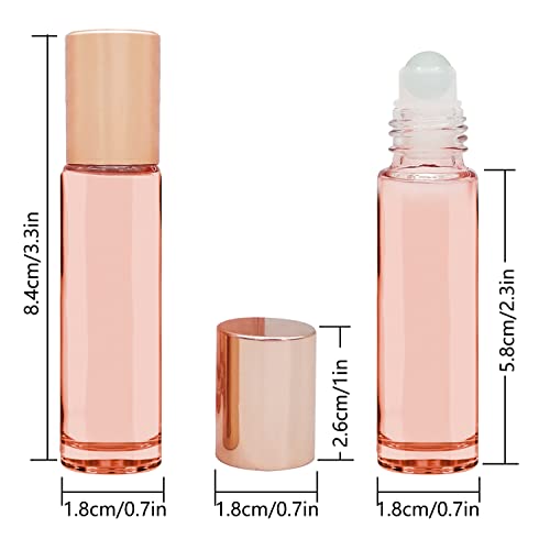 YHSWIN 6 Piezas Botellas de Vidrio para Aceite Esencial, 10ml Oro Rosa Botellas de Aceite Esencial Botellas Roll On de Vidrio Recargables, para Aromaterapia Líquida Repelente de Mosquitos