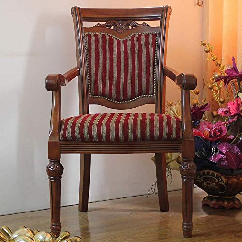 YINGGEXU Silla de comedor para comedor, con diseño de rayas americanas, silla de comedor de madera maciza, fácil de montar, 2 piezas (color marrón, tamaño: 52 x 50 x 106 cm)