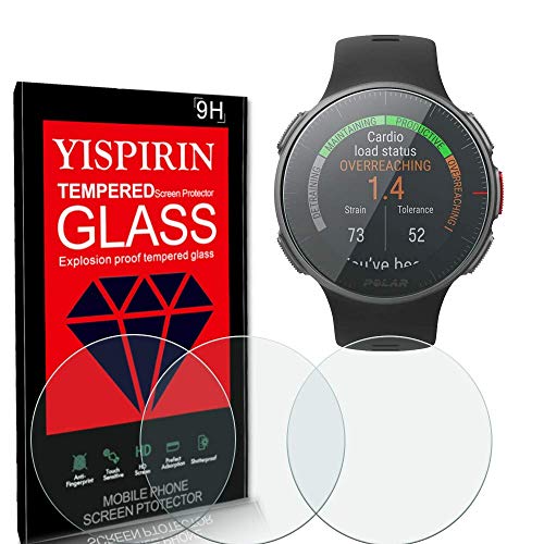 YISPIRIN [4 unidades] Protector de pantalla de cristal templado para Polar Vantage V2 con dureza 9H, antiarañazos, sin burbujas, transparente, protector de pantalla HD para Polar Vantage V2