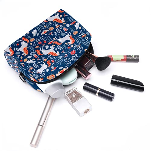 Yitian Bolsa cosmética con patrón de conejo de caballo de unicornio para mujeres, adorables bolsas de maquillaje espaciosas bolsa de aseo de viaje