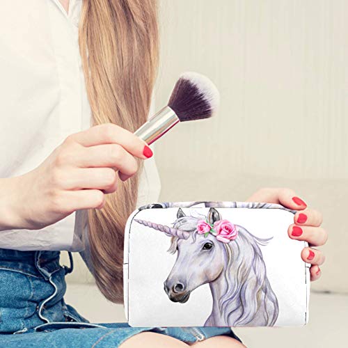 Yitian Bolsa de cosméticos con diseño de caballo de unicornio para mujeres, adorables bolsas de maquillaje espaciosas para viajes, neceser de viaje