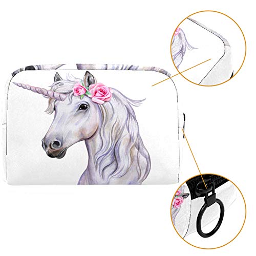 Yitian Bolsa de cosméticos con diseño de caballo de unicornio para mujeres, adorables bolsas de maquillaje espaciosas para viajes, neceser de viaje