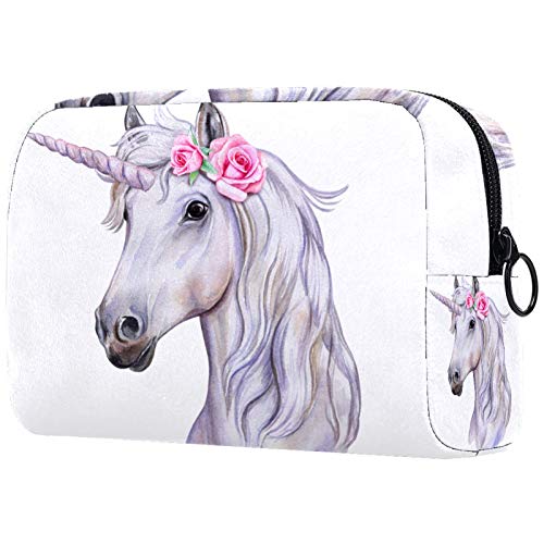 Yitian Bolsa de cosméticos con diseño de caballo de unicornio para mujeres, adorables bolsas de maquillaje espaciosas para viajes, neceser de viaje