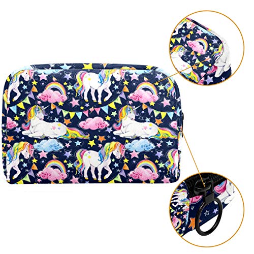 Yitian Bolsa de cosméticos con diseño de flores de unicornio y caballo, arcoíris para mujeres, adorables bolsas de maquillaje espaciosas y de viaje