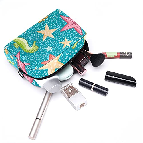 Yitian Sea World Starfish - Bolsa de cosméticos con pintura de caballo de mar para mujeres, adorables bolsas de maquillaje espaciosas